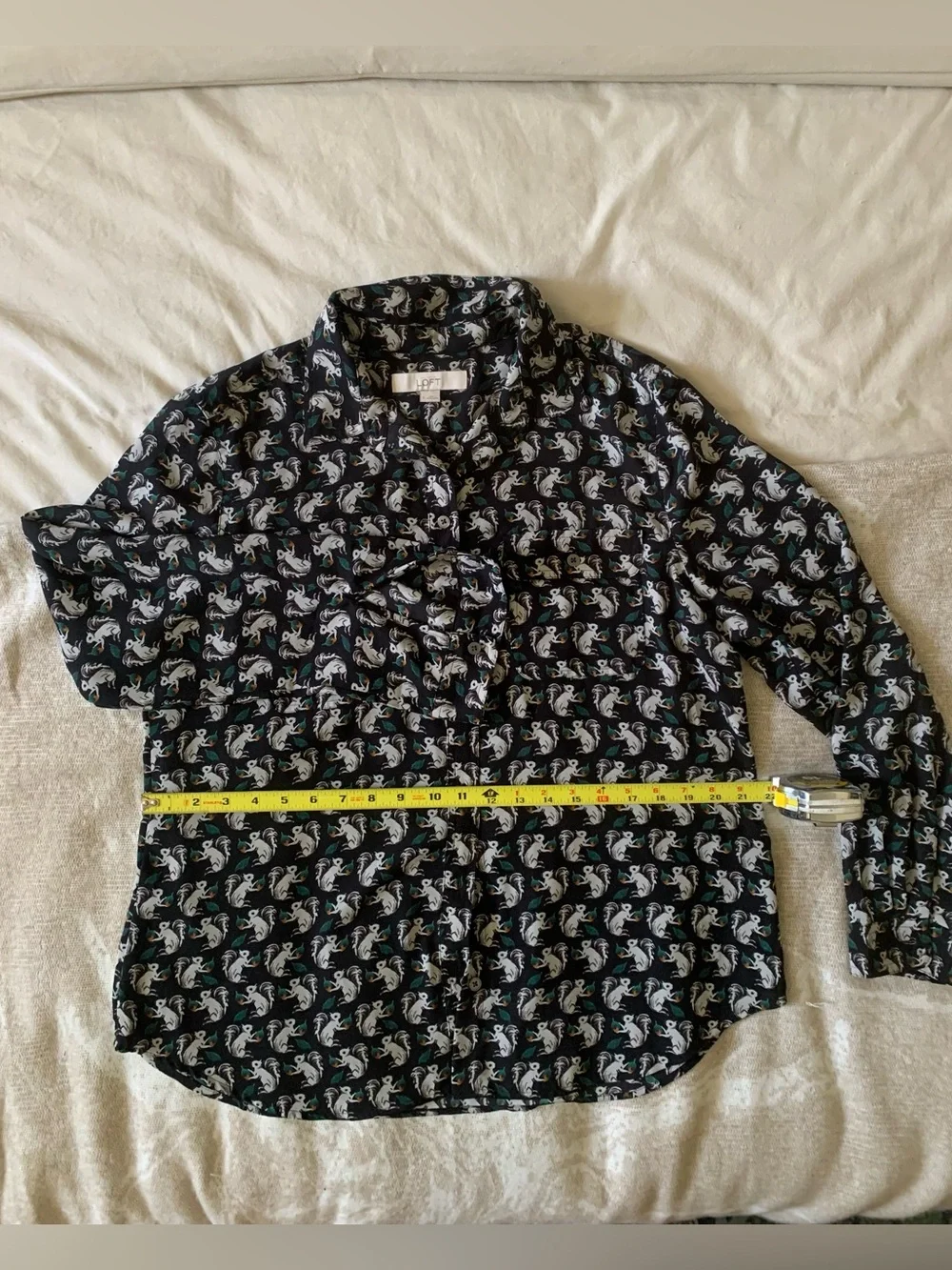 LOFT Navy Squirrel Button Down - Picture 5 of 7